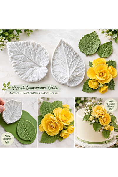 Şenhomee Silicone Mold Leaf Vein Pattern Mold Cake Decoration Sugar Paste Mol...
