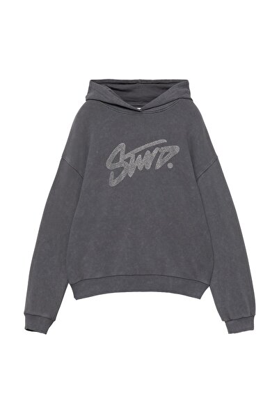 Pull & Bear STWD strass grafikli sweatshirt