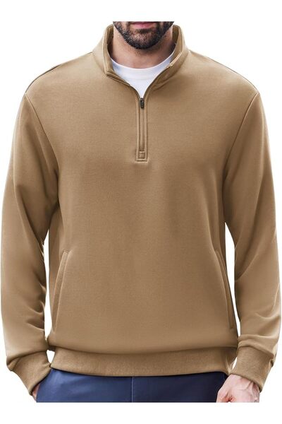 GENERAL PINSPARK Men's Quarter Zip Up Sweatshirts Midweight Mock Neck Pullove...