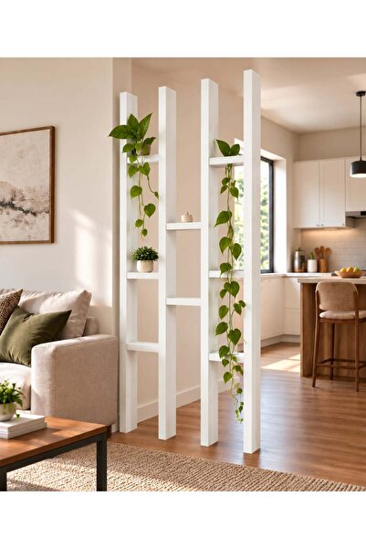DEKORELA AHŞAP MODERN SEPERATÖR PARAVAN RAFLI 70X200CM