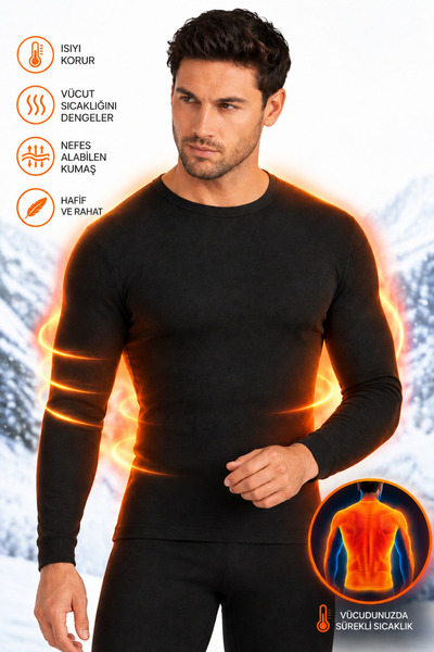 Tutku Men's Thermal Top Long Sleeve Thermal Underwear Winter Undershirt Warm ...