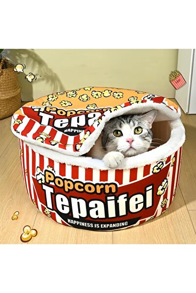 Generic سرير للكلاب والقطط على شكل كيس فشار، بيت دافئ فائق النعومة للقطط الدا...