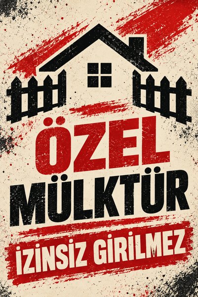 Arıkoğlu Reklam ve Yapı Özel Mülktür İzinsiz Girilmez Uyarı Levhası | Retro T...