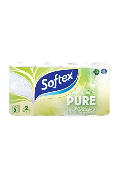 SOFTEX Classic Pure Χαρτί Υγείας 8 Ρολά 2 Φύλλων (496gr/Ρολό)