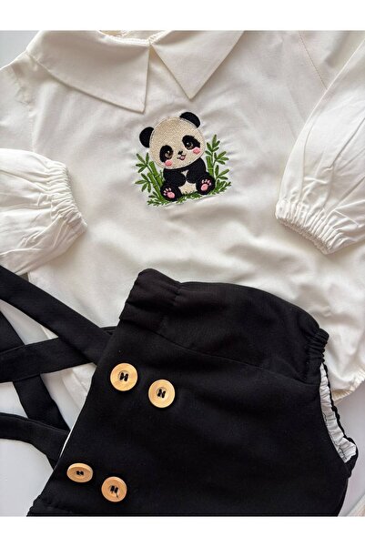 il mio bambino Handmade 100% Cotton Panda Embroidered Shirt and Romper