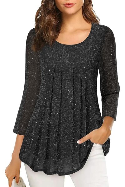 GENERAL VALOLIA Women's 3/4 Sleeve Tunic Tops Casual Loose Fit Floral Blouses...