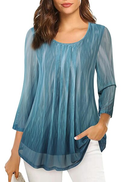 GENERAL VALOLIA Women's 3/4 Sleeve Tunic Tops Casual Loose Fit Floral Blouses...