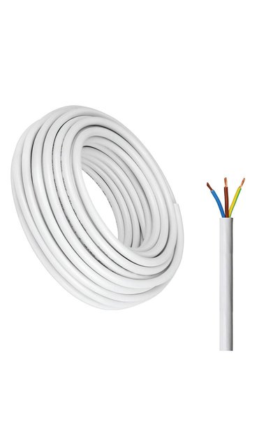 Generic كابل كهربائي ثلاثي النواة من Duravel، سلك طاقة معزول بـ PVC أبيض، موص...