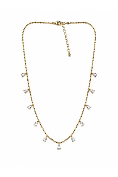 sacha Damla Stone Rowed Chain Gold Necklace