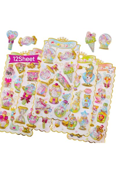 Generic 110+ 3D Puffy Stickers for Kids - Fun Stickers in 12 Sheets for Craft...