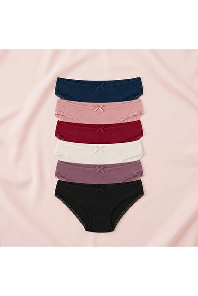 Kadın Yüksek Bel Basic Dantelli Bikini Külot
