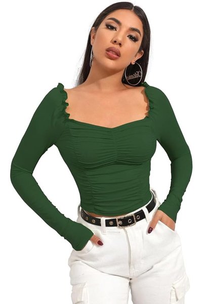 GENERAL Shasmi Women's & Girls' Black Full Sleeve, Sweat Hear Neck, Frill Tri...