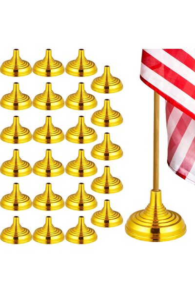 Generic 24Pcs Mini Flag Stands Golden Table Flag Holders Mini Flag Bases for ...