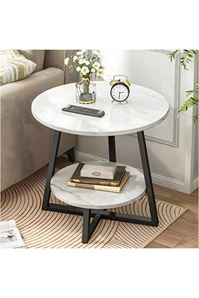 DealsReall Classic style coffee table, white marble, black - Deals Reall