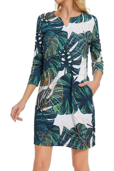 GENERAL Lightbare Women’s 3/4 Sleeve Dress with Pockets UPF 50+ Casual Sun Dr...