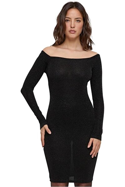 Urban Classics Women's Off Shoulder Longsleeve Glitter Dress Dress
