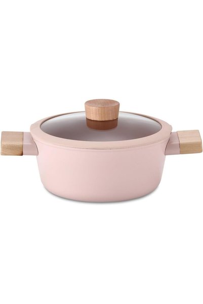 Generic Neoflam Fika Blossom Cooking Pot, 20 cm Size, Sandy Pink