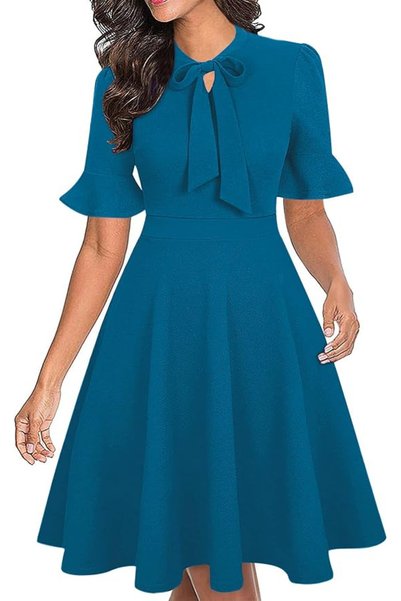 GENERAL Women Summer Floral Ruffle Sleeve Wear to Work Church Wedding Guest P...