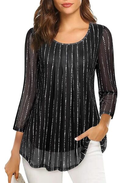 GENERAL VALOLIA Women's 3/4 Sleeve Tunic Tops Casual Loose Fit Floral Blouses...