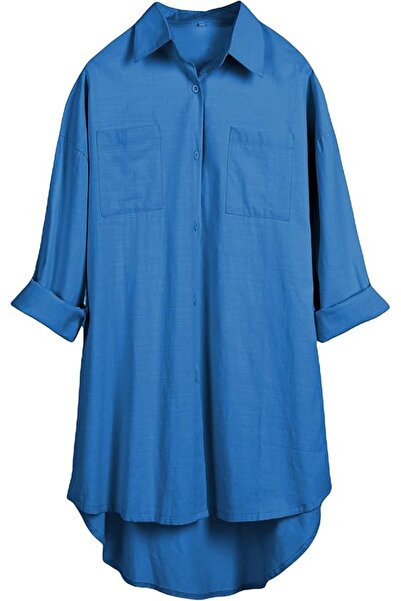 GENERAL Bianstore Women's Oversized Linen Shirts Blouses Tops Long Sleeve Hig...