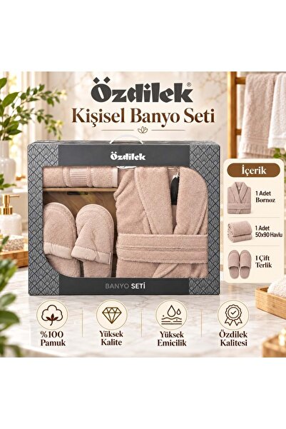 Özdilek Colourist S.Kahve Kişisel Banyo Bornoz Seti (S-M Beden)