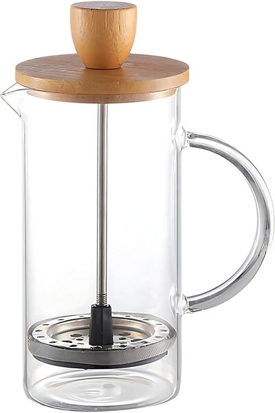 Generic French Press Coffee Maker Glass Coffee Pot With Wooden LID Cover, Han...