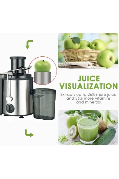 JOSHBERG Juicer Machine Centrifugal Juicer 65MM Chute for Whole Fruit and Vegetables Juice Extractor with 3 Speeds Quick Juicing Easy to Clean Silver