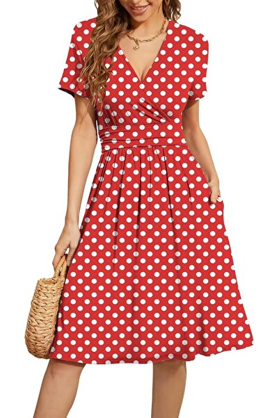 GENERAL WEACZZY Women's Summer Short Sleeve Casual Dresses V-Neck Floral Part...