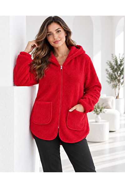 FioriModa Hooded Zippered Plush Fleece Jacket