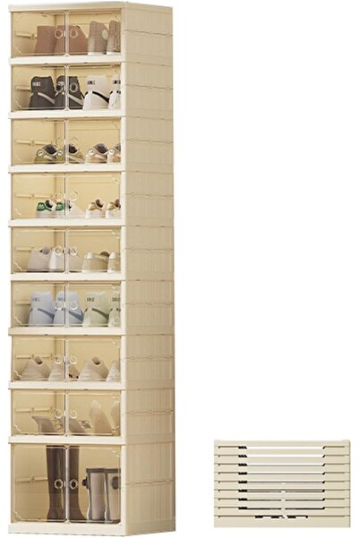 Generic 9-Tier Foldable Shoe Rack Organizer for Closet,18Pairs Collapsible Pl...