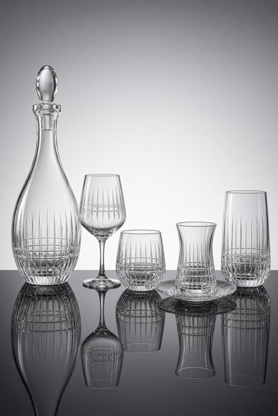 sglass 31 Parça 6 Kişilik Lizbon El Dekor Kristal Cam Bardak Seti - Su Takımı