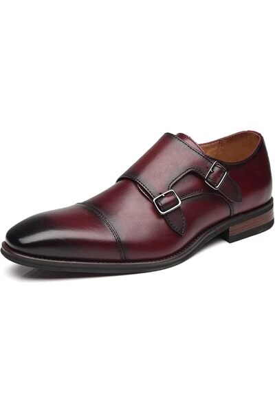 LABADA La Milano Mens Double Monk Strap Slip on Loafer Cap Toe Leather Oxford...