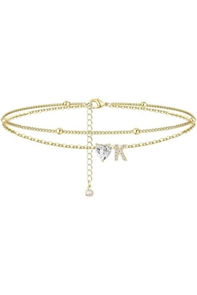 Generic Ankle Bracelets for Women Waterproof 14K Gold Plated CZ Initial Ankle...