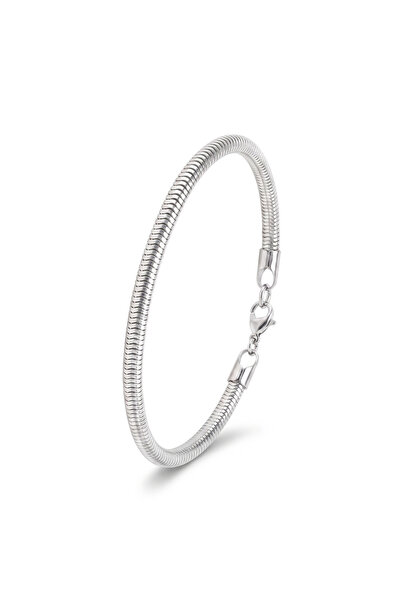 Spiral Örgü Yılan Model Çelik Bileklik