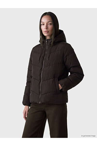 LC Waikiki Alita City Farkıyla Lcw Everyday Brown Hooded Women's Puffer Coat