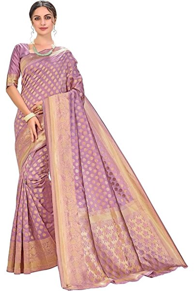 Glory Sarees Women's Jacquard Art Silk Kanchipuram Saree (kara115pastelpink_P...