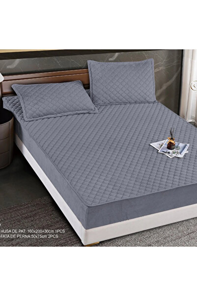 decorami Velvet Topper Quilted Cover 160x200cm, with 2 Pillowcases 50x70cm - ...