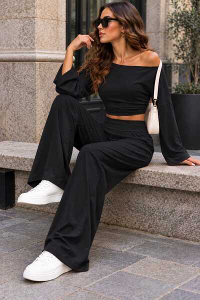 COOL TARZ Women's Off-Shoulder Bustier Crop Blouse – Long Sleeve Ruched Detai...