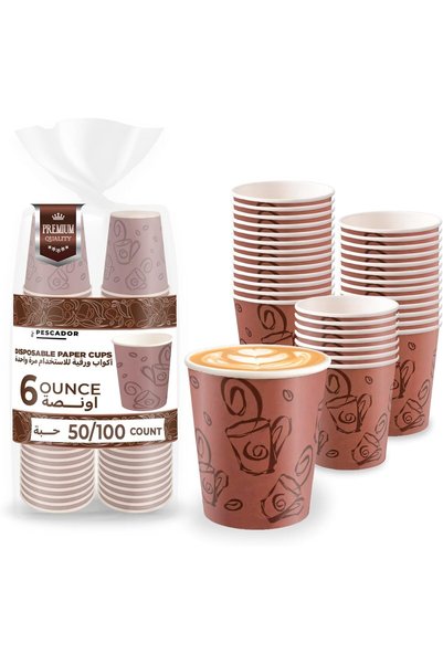 Generic 6 Oz. (100 Pk) Paper Cups Disposable Drinking Cup for Hot & Cold Drin...