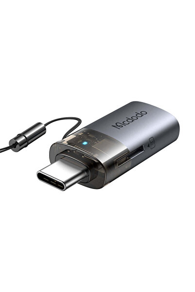 Mcdodo OTG адаптер 2в1 (OT-7600), USB към USB-C, Вграден четец за карти, Заре...