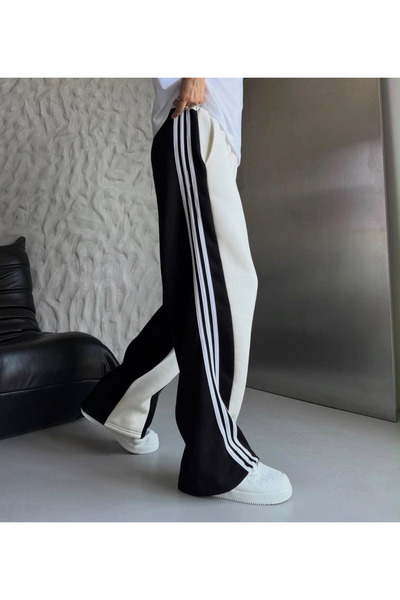 ZENİSO BUTİK Double Color Elastic-Free Loose Leg Baggy Sweatpants