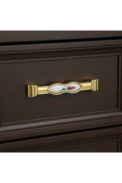 Tomurcuk Porselen Furniture Handle Gold/White 128mm (198-41-128-16)