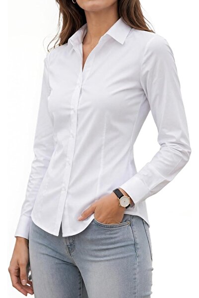 GENERAL Women's Basic Long Sleeve Button Down Shirt Work Wear