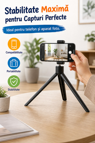 DeaL Mini trepied pentru telefoane, camere foto și video Macvi, Negru