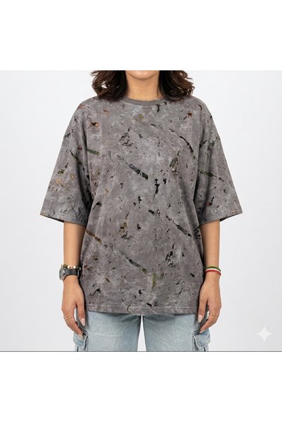 Bikhata Dusty Grey - Acid Washed Boxy Fit Oversized Tee