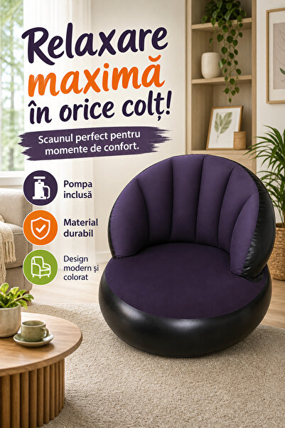 DeaL Scaun gonflabil confortabil 85x70 cm Mov