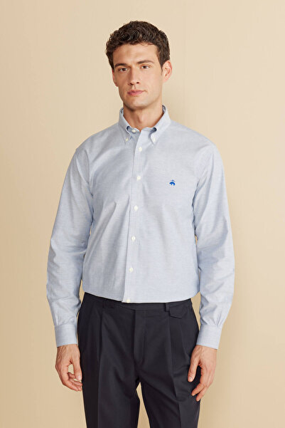 BROOKS BROTHERS Erkek Lacivert Pamuk Karışımlı Ütü Gerektirmeyen Regular Fit ...