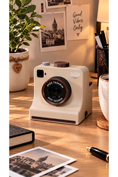 Coffee Print – Retro kamera tasarımlı Kahve Üzeri Şekil Baskı
