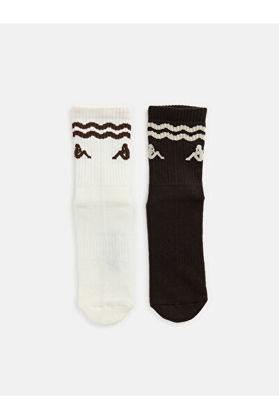 LC Waikiki Alita City Kappa White Patterned 2-Pack Women's Socks with a Diffe...