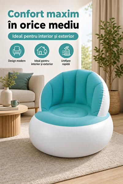 DeaL Scaun gonflabil confortabil 85x70 cm Turcoaz